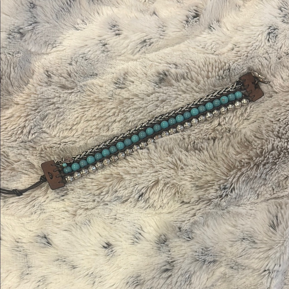 Lucky Brand Blue and Silver Beaded Bracelet